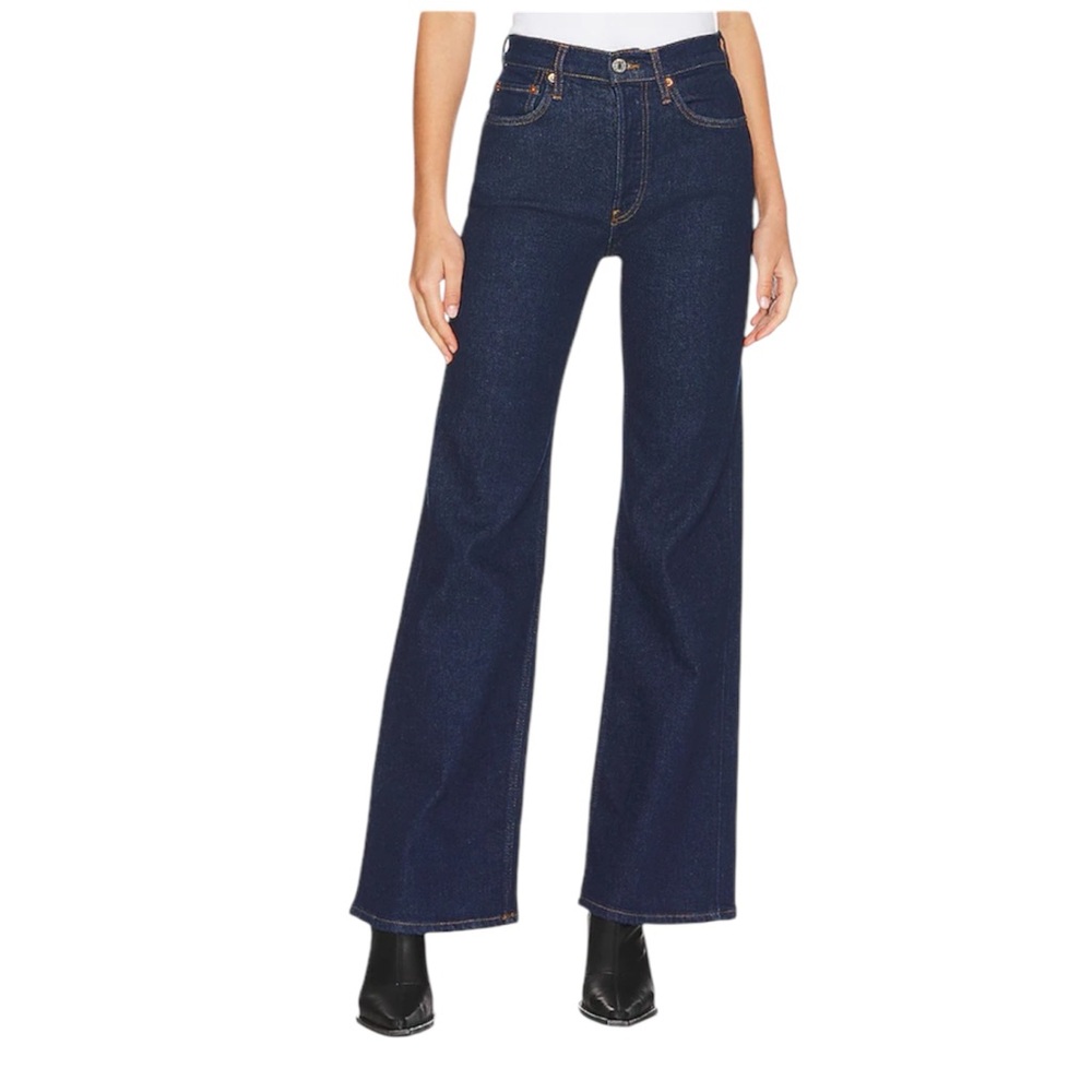 Re/Done Dark Blue Flare & Wide Leg Jeans